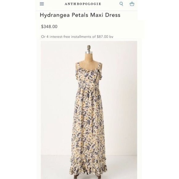 Anthropologie Moulinette Soeurs Hydrangea Petals Silk Maxi Dress Size 6 - Picture 11 of 11